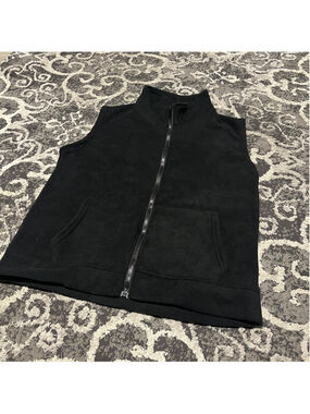Black Fleece Zip Vest M unbranded cozy comfy soft warm